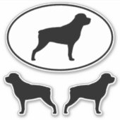 Rottweiler Hunde Silhouetten Vinyl Sticker Set (Vorderseite)