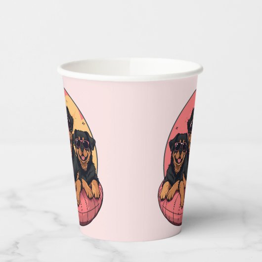 Rottweiler Hunde Sommer Pool Flolows Pappbecher (Links)