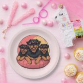 Rottweiler Hunde Sommer Pool Flolows Pappteller (Party)