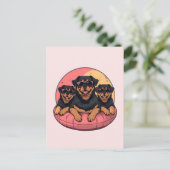 Rottweiler Hunde Sommer Pool Flolows Postkarte (Stehend Vorderseite)