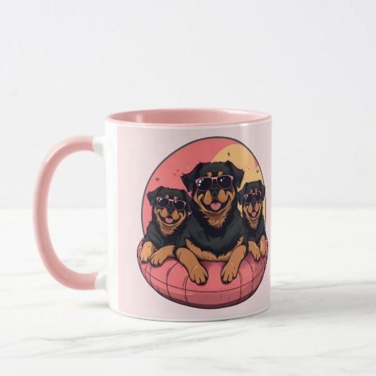 Rottweiler Hunde Sommer Pool Flolows Tasse (Links)