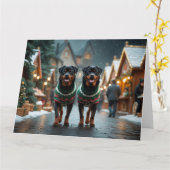 Rottweiler Hunde Weihnachtsschneeurlaub Karte (Gelbe Blume)