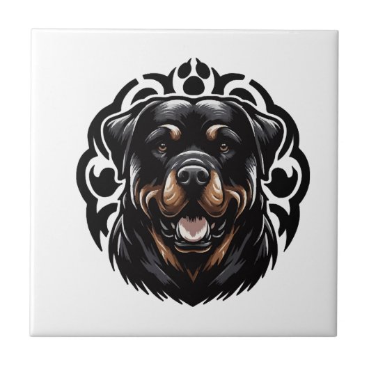 Rottweiler-Hundeface Fliese (Vorderseite)