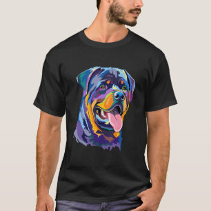Rottweiler-Hundeface-Wasserfarbe-Bunt-Pop-Art-Ha T-Shirt