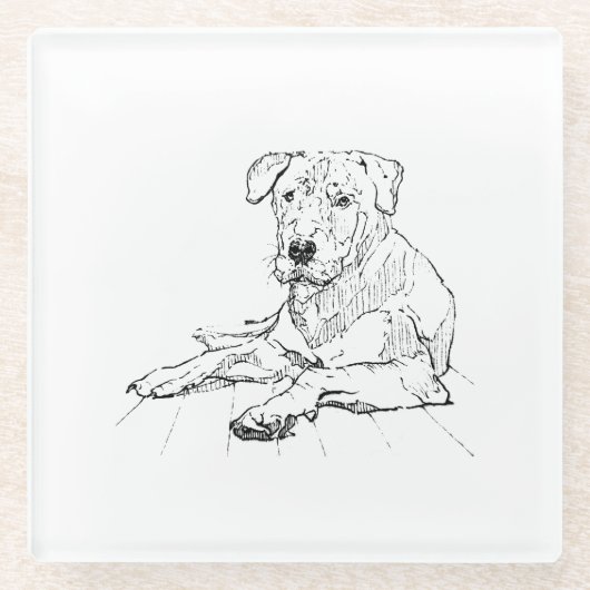 Rottweiler-Hundefan-Minimalist-Illustration Glasuntersetzer (Vorderseite)