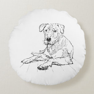 Rottweiler-Hundefan-Minimalist-Illustration Rundes Kissen