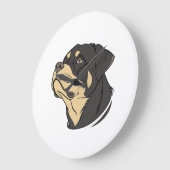 Rottweiler-Hundekunst Große Wanduhr (Winkel)