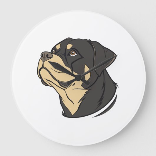 Rottweiler-Hundekunst Große Wanduhr (Vorderseite)