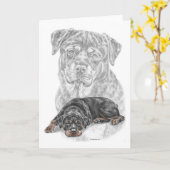 Rottweiler Hundekunst Karte (Gelbe Blume)