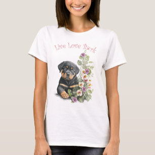 Rottweiler-Hundemama Blumenmuster T-Shirt