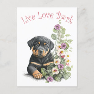 Rottweiler-Hundemutter Blumen Postkarte