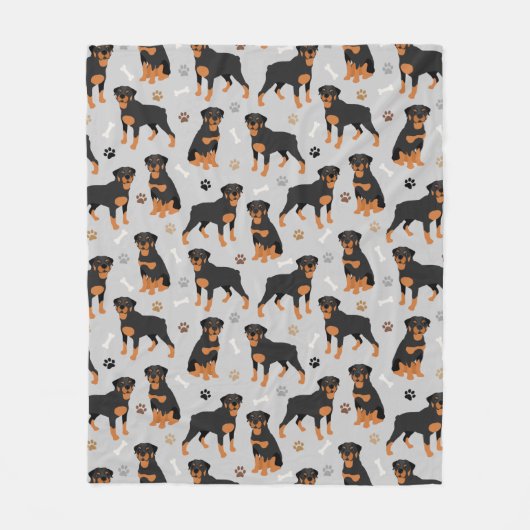 Rottweiler Hundenknochen und -paws Fleece Blanket (Vorderseite)