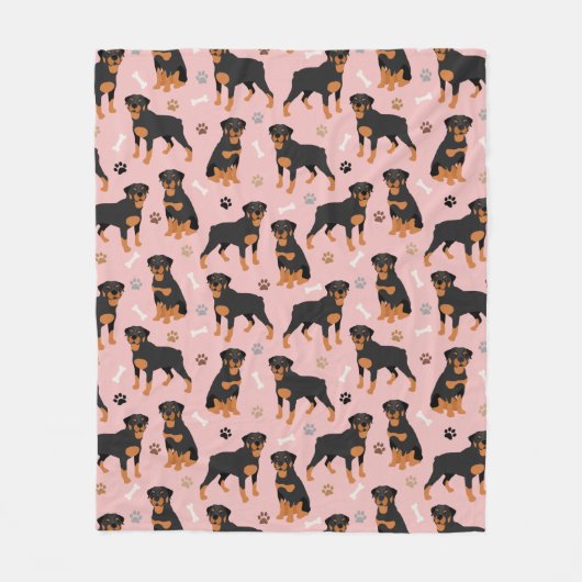 Rottweiler Hundenknochen und -paws Fleece Blanket (Vorderseite)