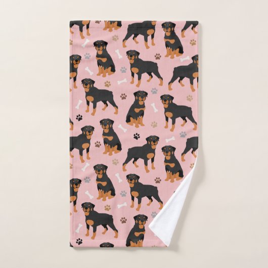 Rottweiler Hundenknochen und Pfoten Badetuch Set (Handtuch)