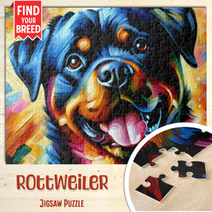 Rottweiler-Hundeporträt Acryl-Kunst Druck Hund Puzzle