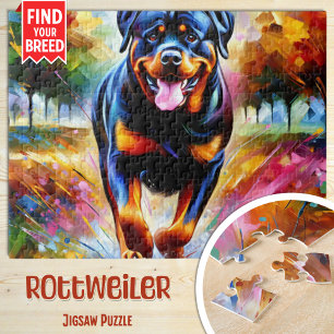 Rottweiler-Hundeporträt Acryl-Kunst Druck Hund Puzzle