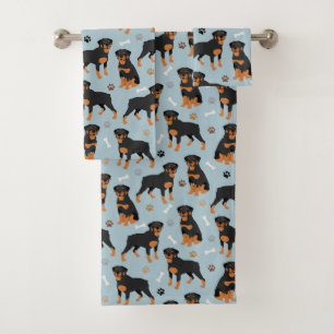 Rottweiler Hundknochen und Paws Badhandtuch Set
