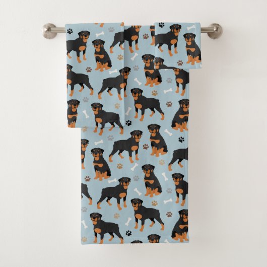 Rottweiler Hundknochen und Paws Badhandtuch Set (Insitu)