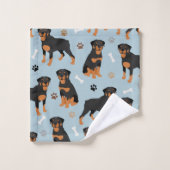 Rottweiler Hundknochen und Paws Badhandtuch Set (Waschlappen)