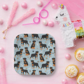 Rottweiler Hundknochen und Paws Pappteller (Party)