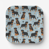 Rottweiler Hundknochen und Paws Pappteller (Vorderseite)