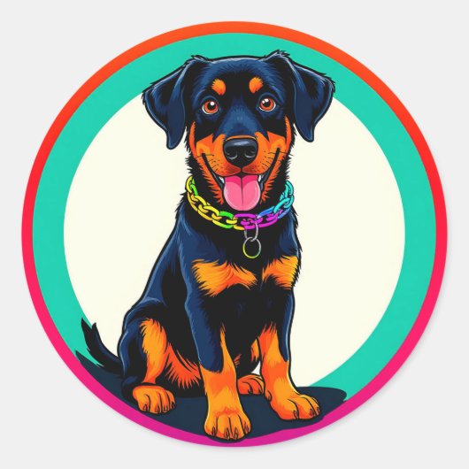 Rottweiler-Illustration Runder Aufkleber (Vorderseite)