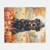 Rottweiler im Herbst hinterlässt Erntedank Art Fleecedecke (Vorderseite (Horizontal))