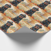 Rottweiler im Herbst hinterlässt Erntedank Art Geschenkpapier (Ecke)