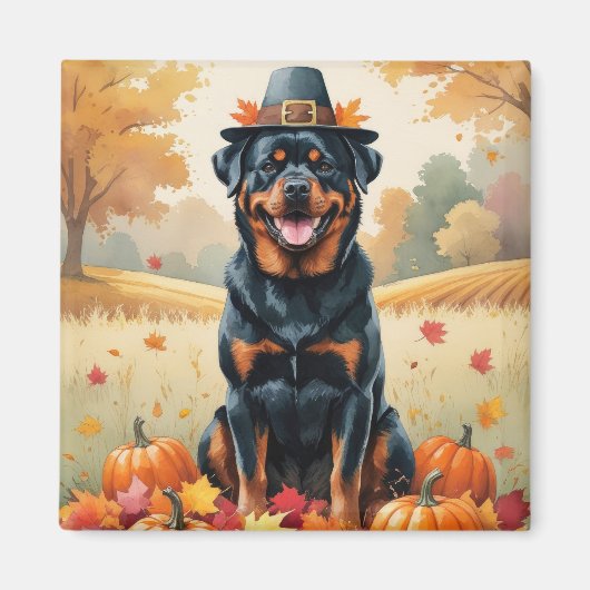 Rottweiler im Herbst hinterlässt Erntedank Art Magnet (Vorne)