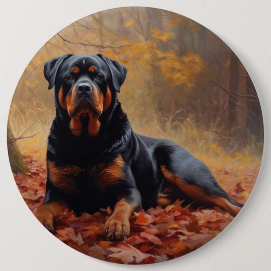 Rottweiler im Herbst Leaves Fall Inspiriert Button (Vorderseite)