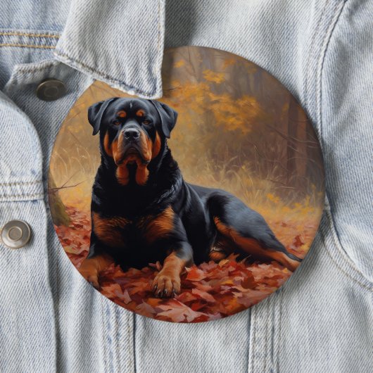 Rottweiler im Herbst Leaves Fall Inspiriert Button (Beispiel)