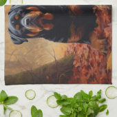 Rottweiler im Herbst Leaves Fall Inspiriert Geschirrtuch (Gefaltet)