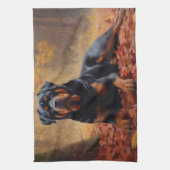 Rottweiler im Herbst Leaves Fall Inspiriert Geschirrtuch (Vertikal)