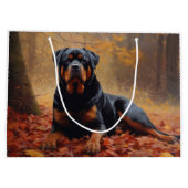 Rottweiler im Herbst Leaves Fall Inspiriert Große Geschenktüte (Rückseite)