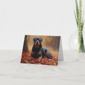 Rottweiler im Herbst Leaves Fall Inspiriert Karte (Vorderseite)