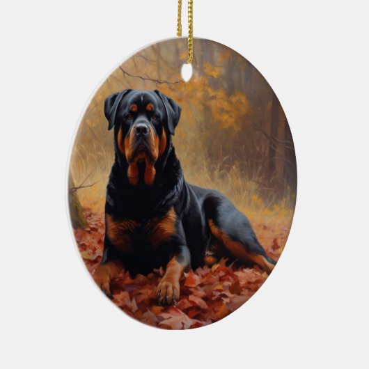 Rottweiler im Herbst Leaves Fall Inspiriert Keramik Ornament (Rechts)