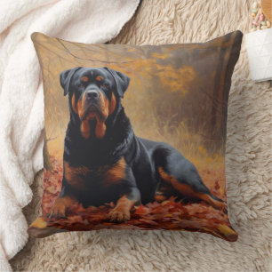 Rottweiler im Herbst Leaves Fall Inspiriert Kissen
