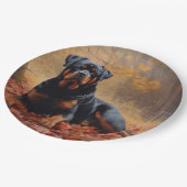 Rottweiler im Herbst Leaves Fall Inspiriert Pappteller (Schrägansicht)