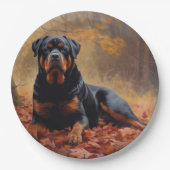 Rottweiler im Herbst Leaves Fall Inspiriert Pappteller (Vorderseite)