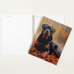 Rottweiler im Herbst Leaves Fall Inspiriert Planer