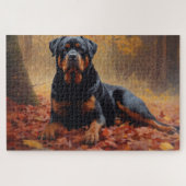 Rottweiler im Herbst Leaves Fall Inspiriert Puzzle (Horizontal)