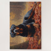 Rottweiler im Herbst Leaves Fall Inspiriert Puzzle (Vertikal)