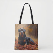 Rottweiler im Herbst Leaves Fall Inspiriert Tasche (Vorderseite)