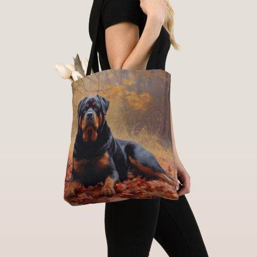 Rottweiler im Herbst Leaves Fall Inspiriert Tasche (Von Nahem)
