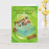 Rottweiler in Bed - Funny Birthday Karte (Gelbe Blume)