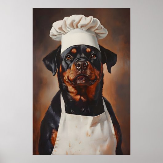Rottweiler In Chefs Hat Poster, Funny Pet Poster (Vorne)