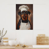 Rottweiler In Chefs Hat Poster, Funny Pet Poster (Küche)