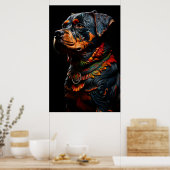 Rottweiler in der zeremoniellen Kleidung des Krieg Poster (Küche)