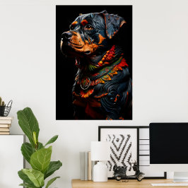 Rottweiler in der zeremoniellen Kleidung des Krieg Poster