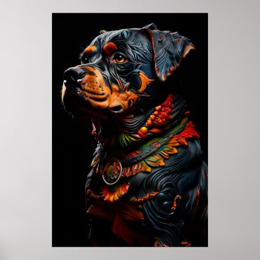Rottweiler in der zeremoniellen Kleidung des Krieg Poster (Vorne)
